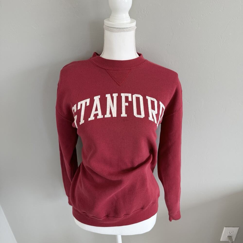 Vtg Standford University Russell Athletic Sweatshirt Unisex S Red White Crew USA
